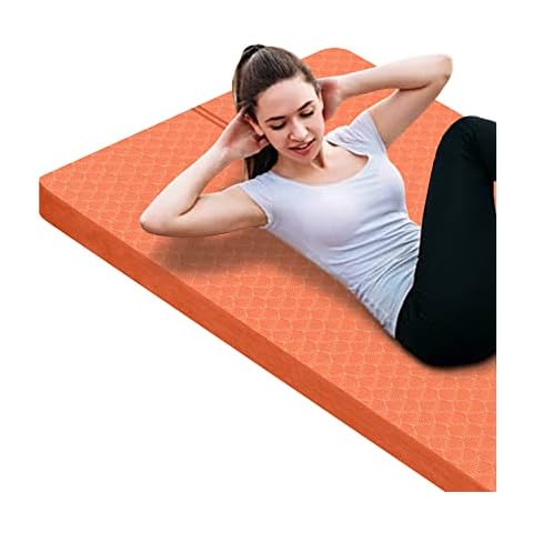 nuveti Large Exercise Mat - 15mm Thick Yoga Mat | Workout Mat for Fitness, Yoga, Pilates, Stretching & Floor Exercises for Women & Men with Free Carrying Strap (Orange) Cover