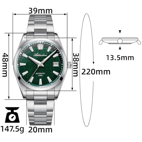 Image of ADDIESDIVE 39mm Automatic Watches for Men - AD2075 NH35 Mechanical Movement Bark Texture Dial Sapphire Crystal Luminous Wristwatch, 100M Waterproof