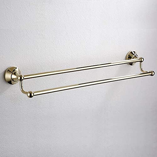 Rack de serviette salle de bain double pôle en laiton avec étagère - 3