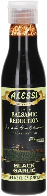 Alessi Balsamic Vinegar Reduction, Autentico from Italy, Ideal on Caprese Salad, Fruits, Cheeses, Meats, Marinades (Black Garlic, 8.5 Fl Oz (Pack of 1))