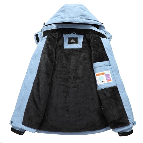 Image of MOERDENG Women's Ski Jacket Warm Winter Coat Hooded Snowboarding Jackets Waterproof Mountain Windbreaker for Hiking Traval