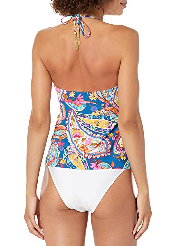 Trina Turk Women's Standard Halter Tankini Swimsuit Top, Dark Teal//Moroccan Paisley, 6 #TOP1