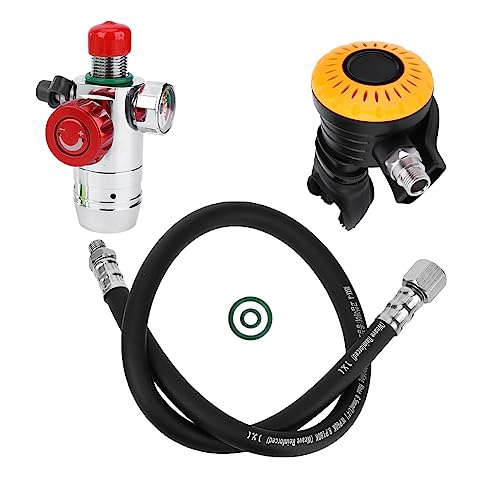 YedaHcy PV 001 Diving Breathing Valve Set, Medium Pressure Tube with Secondary Valves, Wear Resistant Fluorine Rubber Ring, Safe Silicone Breathing Mouthpiece, for Professional Divers, (Orange)