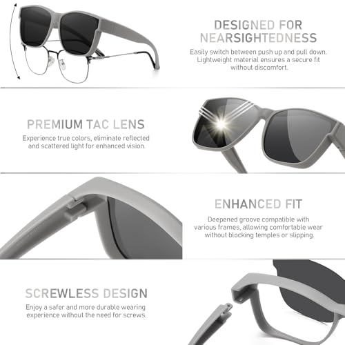 Image of GEGURI Polarized Sunglasses Fit Over Glasses for Men Women, Oversized Square Sun Glasses UV400 Protection Shades