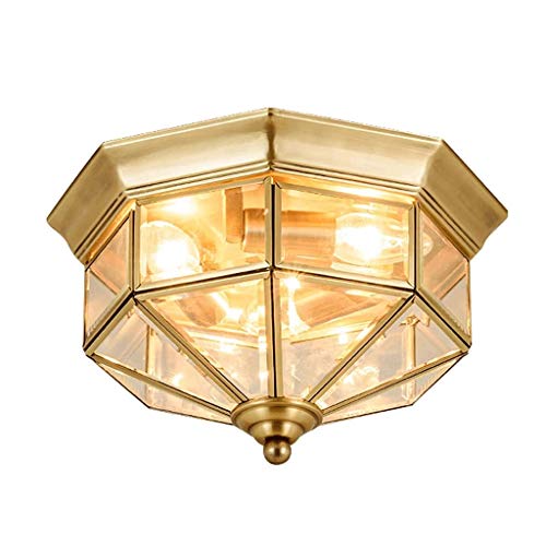 Preisvergleich Produktbild JYDQM LED Jahrgang industrielles Glas Kupfer Deckenleuchte, Retro Rustikal Metallkäfig Deckenleuchte Surface Mounted-Beleuchtungskörper for Flur Treppenhaus