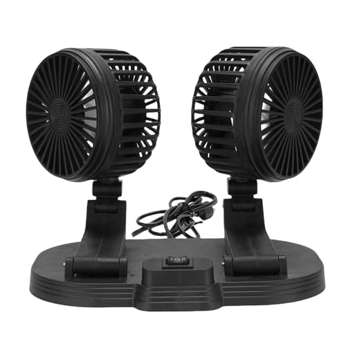 Asixxsix Car Fan, DC 5V Dual Head Desk Cooling Fan with 2 Speed Wind, 360 Rotation, USB Powered, for Car Dashboard Sedan SUV RV Boat Truck Home Office Use (Black)