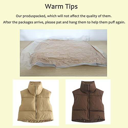 Ainangua Women's Crop Padded Vest Stand Collar Lightweight Sleeveless Puffer Zip Up Gilet Outerwear(Black,L) #TOP1