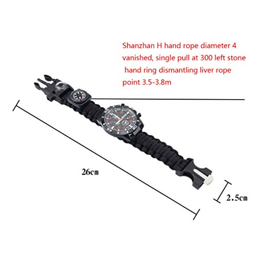 Multifuncional Caminhadas Outdoor Survival Assista Compass Whistle Resgate Corda Camping Bracelet