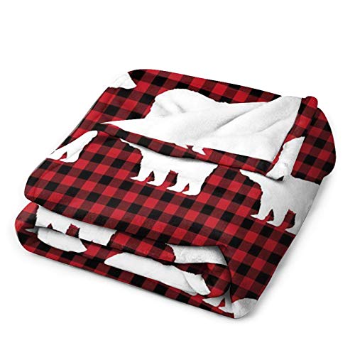 Fleece Flannel Throw Blanket Classic Air-Conditioned Quilts Reversible Fleece Plush Blanket Plaid Bears Kids Nursery Bear Nursery Red And Black Pattern Bed Throws For Car Hotel, 70 X 80 Inches #TOP2