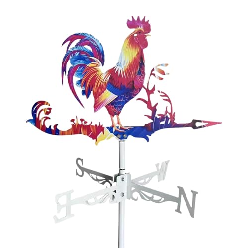 Veleta con forma de gallo – Molinillo de viento de metal para jardín, decoración de animales al aire libre, indicador de viento de gallo, llave de metal para patio, techo, granja, decoración de jardín