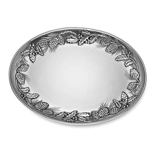 Lenox Holiday Metal Pinecone & Holly Platter, 6.3 Lb, Red & Green #TOP12