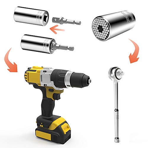 Universal Socket, Self-Adjusting Socket Fits Standard 3/8'' - 1-1/16'' Metric 9Mm-27Mm, Adapter Socket For Wrench Ratchet & Power Drill, Tools Gifts For Men Him Husband Dad Father Diy Handyman Women #TOP3