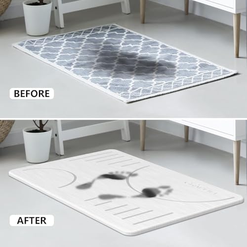 Image of BELADOR Rubber- Stone Bath Mat, Diatomaceous Earth Shower Rectangular Shape Mat, Non-Slip Super Absorbent Quick Drying Bathroom Floor Mat, Natural, Easy to Clean (Light White D Sharpe)