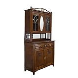 Buffetschrank - Antiker Küchenschrank Jugendstil um 1900 mit Bleiverglasung und floralen Schnitzereien