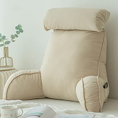 COYEUX Almohada Lectura Cama,Cojín de Lectura,Cojín de Respaldo,Almohada de Lectura con Apoyabrazos,Cojín de Soporte Lumbar,Ideal para Trabajar,Leer o Jugar en la Cama/Sofá/Suelo