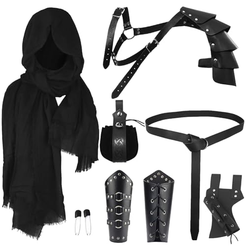 XIEXIESHER Ensemble d'Accessoires de Costume de Chevalier Médiéval 7 Pièces, Vestimentaires Vikings, Chevalier Médiéval, Déguisement Halloween Cosplay...