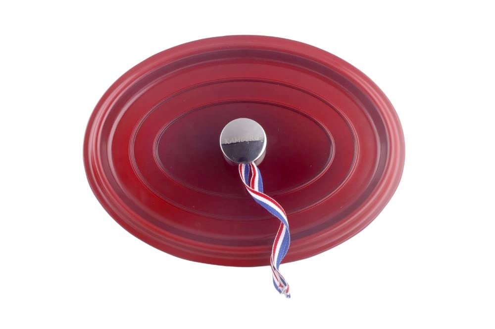 Kamberg – 0008191 – Schmortopf 30 cm Durchmesser, oval, rot geflammt – Aluminiumguss – Beschichtung in Steinoptik – Für alle Herdarten, auch Induktion – PFOA‑frei