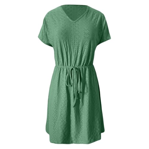 Robe de plage fluide avec col en V et cordon de serrage ajustable