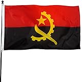 DANF Angola Flag 3x5 Ft Thick Polyester, Fade Resistant, Brass Grommets, Canvas Header Angolan National Flags with 3 X 5 Feet