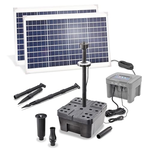 Esotec Solar Teichfilterset Profi 70/2800 LED, Teichfilter, Komplettset mit Pumpe, LiFePo4 Akku, Solarmodul, Teichpumpe außen, mehrstufige Gartenteich Filterung, 100955