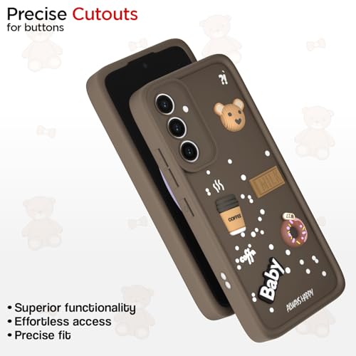 Image of Pikkme Back Cover for Samsung Galaxy S23 FE 5G | 3D Cartoon Silicone Case Cute & Fun Full Protective Bumper Cover (Brown)