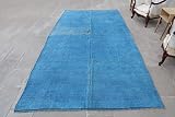 SARIKAYA PILLOW Blue Rug, Hemp Rug, 5.9 x 12.5 ft, 181 x 380 cm, Overdyed Hemp, Large Rug, Area Rug,