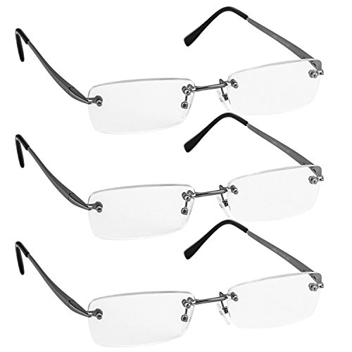 Reading Glasses 3 Pack Silver Always Have a Stylish Look, Crystal Clear Vision and Sure-Flex Comfort Spring Arms & Dura-Tight Screws 100% Guarantee +1.50