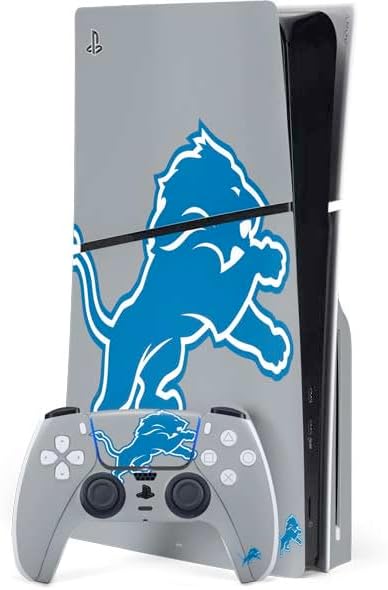 Skinit Decal Gaming Skin Compatible with PS5 Slim Disk Bundle - Officially Licensed NFL Detroit Lions Helmet Design