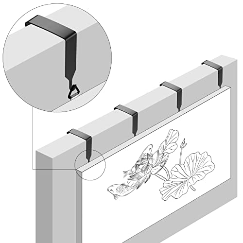 Funrous Over The Door Hook Panel Wall Metal Cubicle Picture Over Door Hanger for Clothing Mirror Hooks Office Cubicle Whiteboard Hanger(Black,8 Pieces) - Thumbnail 5