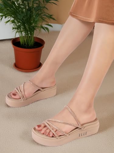 Image of ELLE Women's Comfortable Multi-Strap Platform Heel Sandals