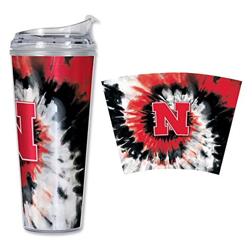 Image of Rico Industries NCAA Glitter 24oz Acrylic Glitter Tumbler with Hinged Lid, Officially Licensed Double Wall Tumbler with Straw