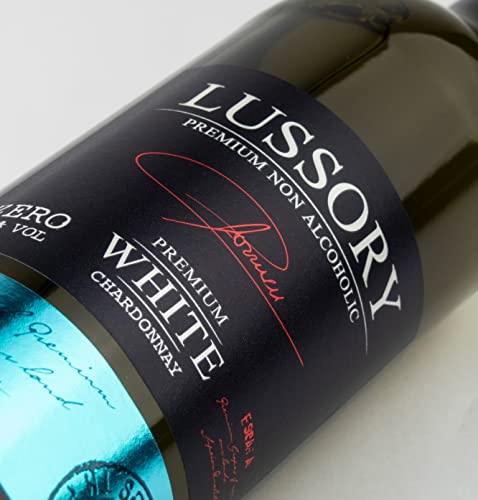 Image of Lussory Premium Chardonnay Alcohol Removed 0.0% Dealcoholized Non Alcoholic White Wine From Spain, Low Calories, Low Sugar, Halal Certified (750ml, 1 Bottle)