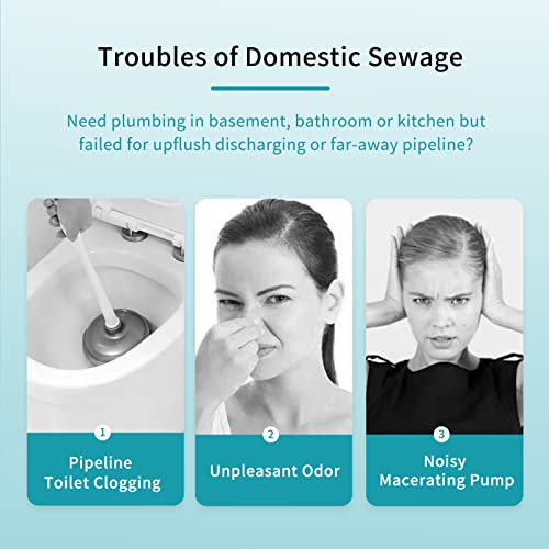 Image of SUPERFLO 600W Macerating Toilet for Basement,Upflush Toilet System