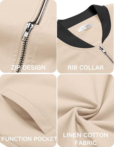 Image of COOFANDY Mens Light Cotton Bomber Jacket Flight Casual Softshell Varisty