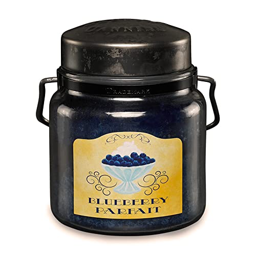 Image of McCall's Candles | Blueberry Parfait | 16 oz Scented Candle | USA-Poured | Vintage Rustic Jar with Carrying Handle | Sweet Berry Dessert Fragrance