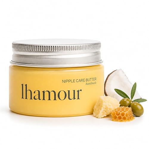 Lhamour Organic Nipple Cream Breastfeeding - Nipple Butter Balm with Coconut & Olive Oil, Beef...