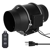 iPower 6' Quiet Inline Duct Fan with 10-speed Controller, 405 CFM Ventilation Exhaust Fan EC Motor for Heating Cooling Booster, Hydroponics, Grow Tents, Black