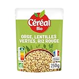 Céréal Bio Orge, Lentilles Vertes, Riz Rouge - Sachet Micro-ondable, Rapide à Réchauffer -...
