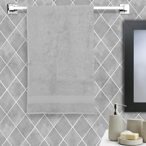 Image of Arvind 100% Cotton Towels for Bath | Towels for Bath Large Size | 500 GSM Bath Towel - Soft & Absorbent | 1 Piece Bath Towel for Men /Women | Urban Comfort | 70 cm x 140 cm - Light Grey