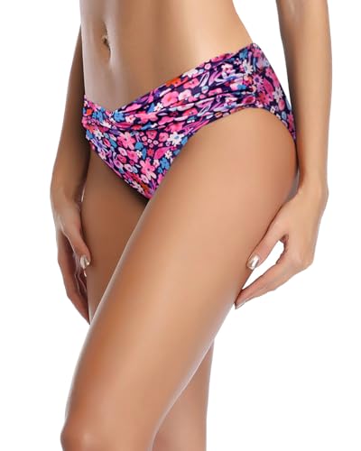 Image of Tempt Me Women Twist Bikini Bottom Moderate High Cut Bathing Suit Bottoms Ruched Swimsuit Bottom