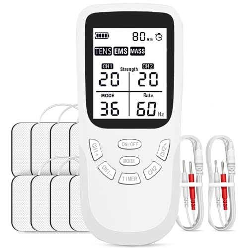3 En 1 Electroestimulador Muscular de 36 modos Masaje Terapia Maquina, Aliviar el Dolor Muscular y Fortalecer los Músculos, A/B Canales, 8 Electrodos Para Tens, Tens | EMS|Mass