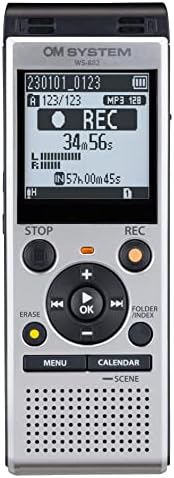 Wysokiej jakości dyktafon cyfrowy OM SYSTEM WS-882 z mikrofonami stereofonicznymi, 6 programami nagrywania, bezpośrednim połączeniem USB, zintegrowaną podstawką i 4 GB pamięci, VCVA