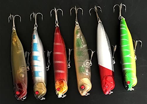 WorldCare® different ColorsLot 6 Pieces Topwater Zigzag Dog Sea Fishing Bass Catfish Pencil Lures Hard Bait 105mm/11g