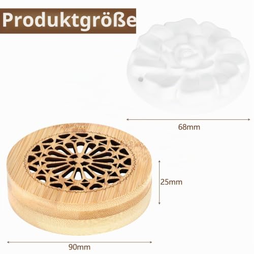 Luziyun 2 Stück Duftstein für Ätherische Öle Diffuser, Klein mit Hölzerner Räucherkiste für Aromatherapie in Schlafzimmer, Badezimmer, Büro, Auto und Reisen