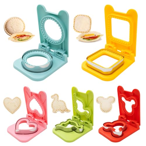 Uncrustable Sandwich Cutter - Sandwich cutters for kids lunch - Five shapes Crustless Sandwich sealer, Sandwich mold accessories, Sandwich Maker for toddler Lunchbox and Breakfast