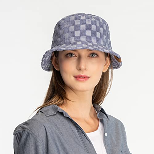 C.c Checkered Pattern Terry Cloth Bucket Hat (Kb-004) (Checkered Pattern Terry Cloth-Rose) #TOP1