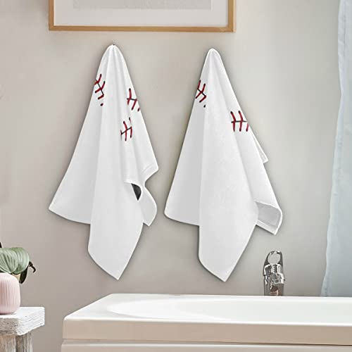 Sports Baseball Hand Towels 2 Pcs Stitches Softball Lace Face Towel Soft Thin Guest Towel For Hotel Gym Guest Home Decorative #TOP3