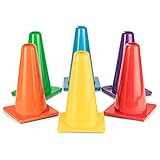 Champion Sports 9" High Visibility Flexible Vinyl Cone (Set of 6) for Athletics, Practices and Social Events, Assorted Colors