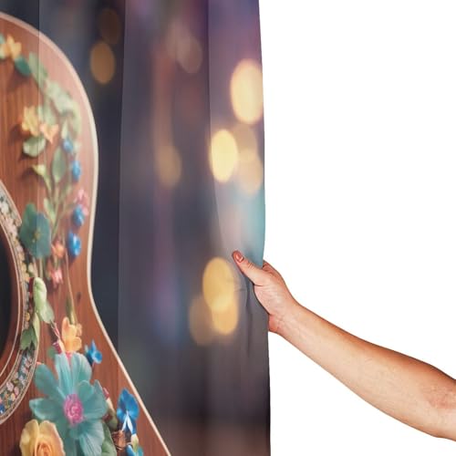Rideau de douche haut de gamme guitare imprimée et œillets inoxydables durables