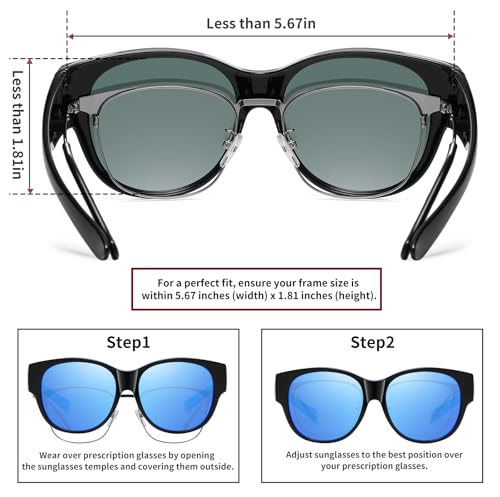 Image of HAOLOTA Fit Over Glasses Sunglasses for Women Polarized | Over Glasses Sun Glasses, UV400 Polarized Lens, Trendy Cat Eye Sunglasses, Lightweight and Flexible, Driving, Daily Use
